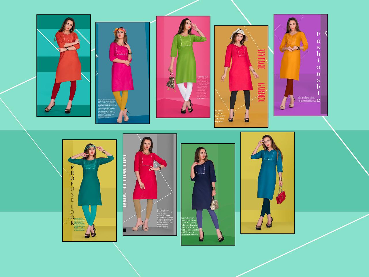 Ab Dhani 1 Designer Regular Wear Neck Work Cotton Slub Pure Kurti Collection
